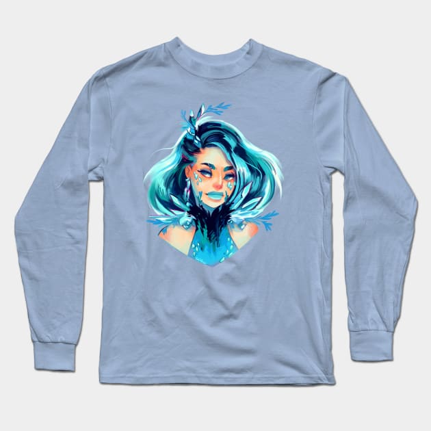 Aquamarine Long Sleeve T-Shirt by GDBee